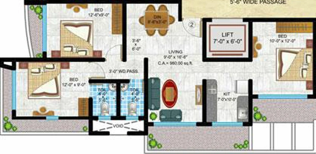 3 BHK Flat in Navkar Kastur Park Brij in Borivali West, Mumbai - Image 852985