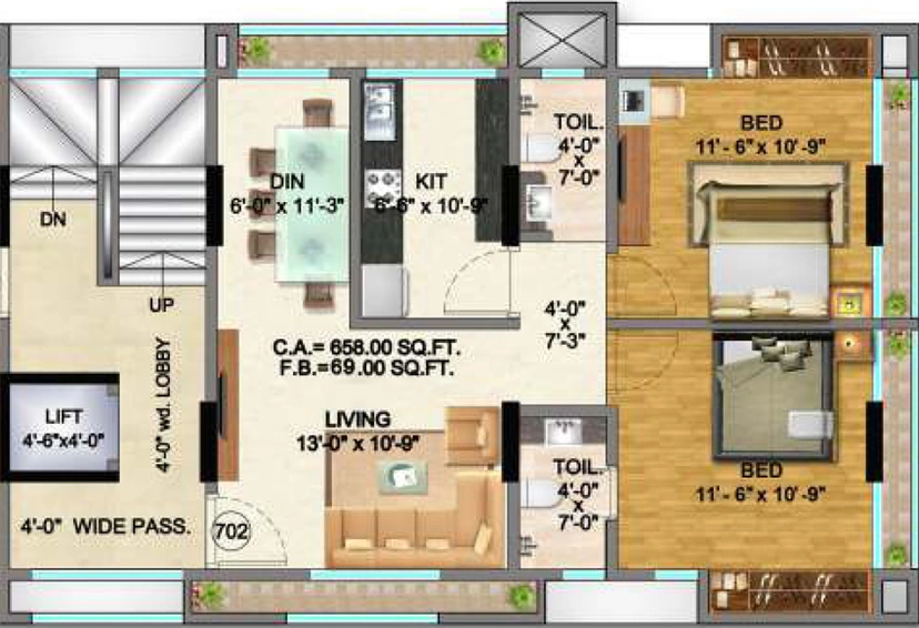 2 BHK Flat in Navkar Pearl in Borivali West, Mumbai - Image 852993