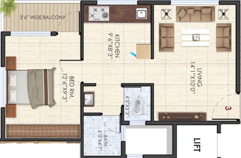1 BHK Flat in Jay Vijay Paradise Park in Makhmalabad, Nashik - Image 834762