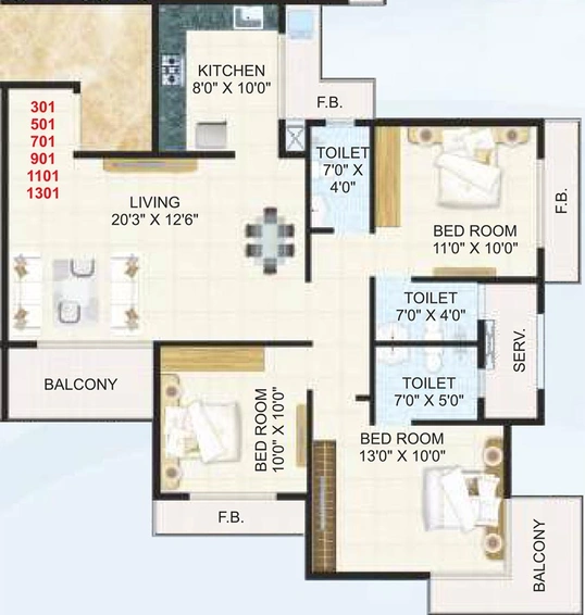3 BHK Flat in Bhagwati Bay Bliss in Ulwe, Navi Mumbai - Image 838461