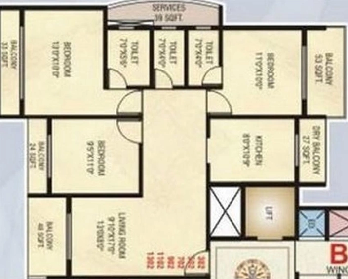 3 BHK Flat in Bhagwati Hari Heights in Ulwe, Navi Mumbai - Image 838473