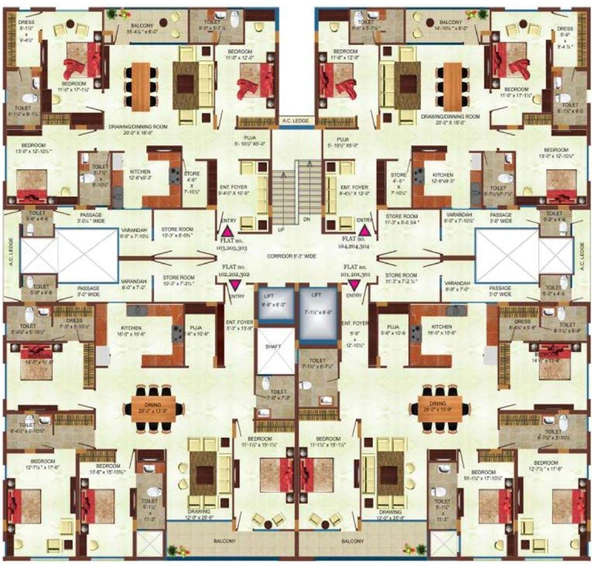 Floor Plan of Trimurty Gulmohar in Bani Park, Jaipur - Image 120228