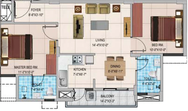 2 BHK Flat in Provident Too Good Homes in Thanisandra, Bangalore - Image 835701