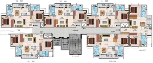 Floor Plan of Provident Too Good Homes in Thanisandra, Bangalore - Image 230893