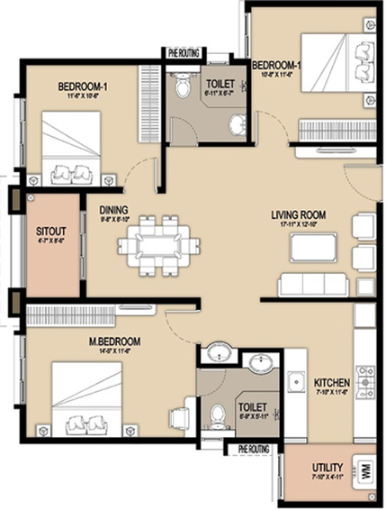 3 BHK Flat in GM Infinite E City in Electronic City, Bangalore - Image 835665