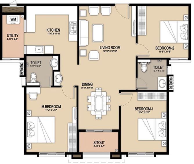 3 BHK Flat in GM Infinite E City in Electronic City, Bangalore - Image 835666