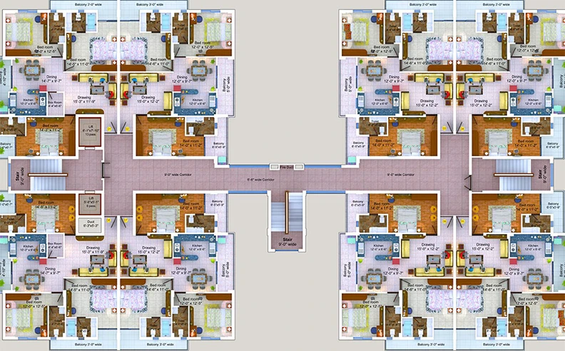 Floor Plan of Sunrise Sai Ozone Plaza in Bailey Road, Patna - Image 262092