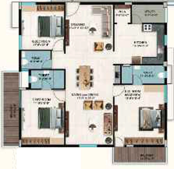3 BHK Flat in Aakriti Jiva in Nallagandla, Hyderabad - Image 837309