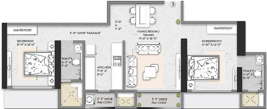 2 BHK Flat in Squarefeet Debonair Classic in Thane West, Thane - Image 846377