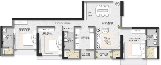 3 BHK Flat in Squarefeet Debonair Classic in Thane West, Thane - Image 846379