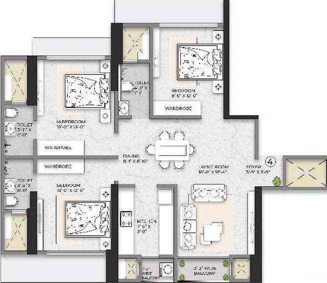 3 BHK Flat in Squarefeet Debonair Classic in Thane West, Thane - Image 846378