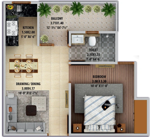 1 BHK Flat in Auric The Century Park in Bhankrota, Jaipur - Image 769661