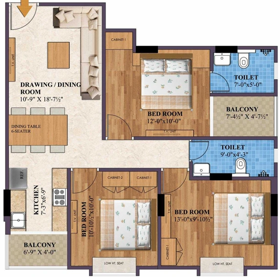 3 BHK Flat in Sankalp Alexa Homes in Jagatpura, Jaipur - Image 769720