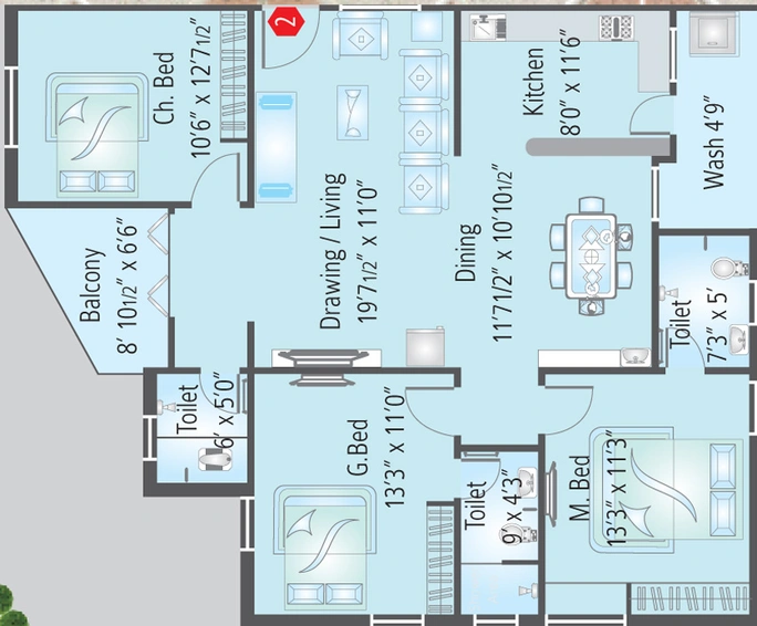 3 BHK Flat in CMG Serenity in Bandlaguda Jagir, Hyderabad - Image 837543