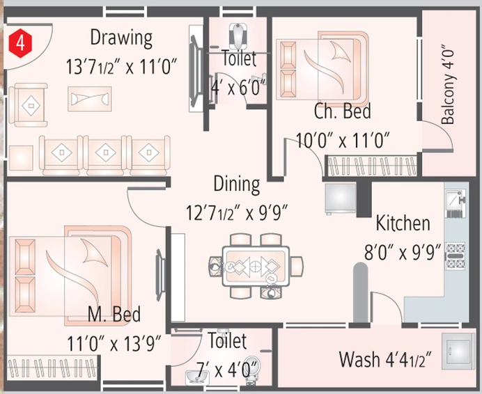 2 BHK Flat in CMG Serenity in Bandlaguda Jagir, Hyderabad - Image 837542