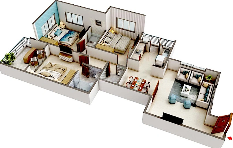 3 BHK Flat in Karda Hari Shrushti in Indira Nagar, Nashik - Image 835231