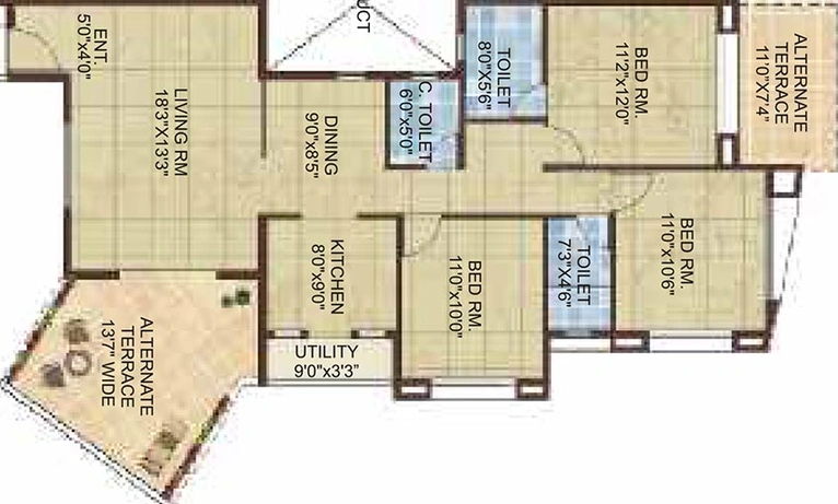 3 BHK Flat in Karda Hari Shrushti in Indira Nagar, Nashik - Image 835232
