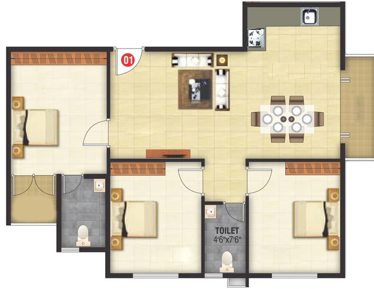 3 BHK Flat in Kedar Hari Sneh 2 in Nashik Road, Nashik - Image 835246