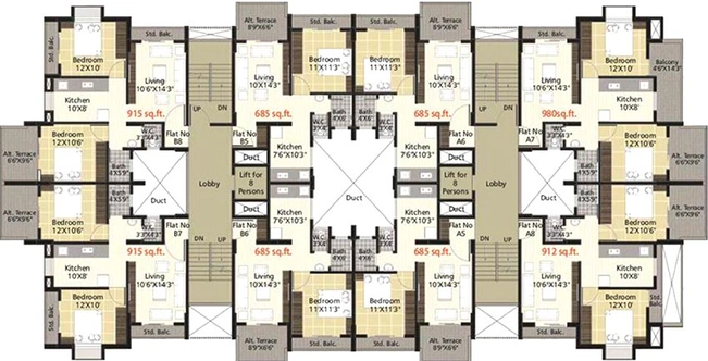 Floor Plan of Mahalaxmi Marigold in Ambad, Nashik - Image 230001