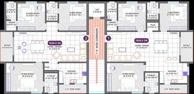 Floor Plan of Svadha Suja Aaykon in Attapur, Hyderabad - Image 236180