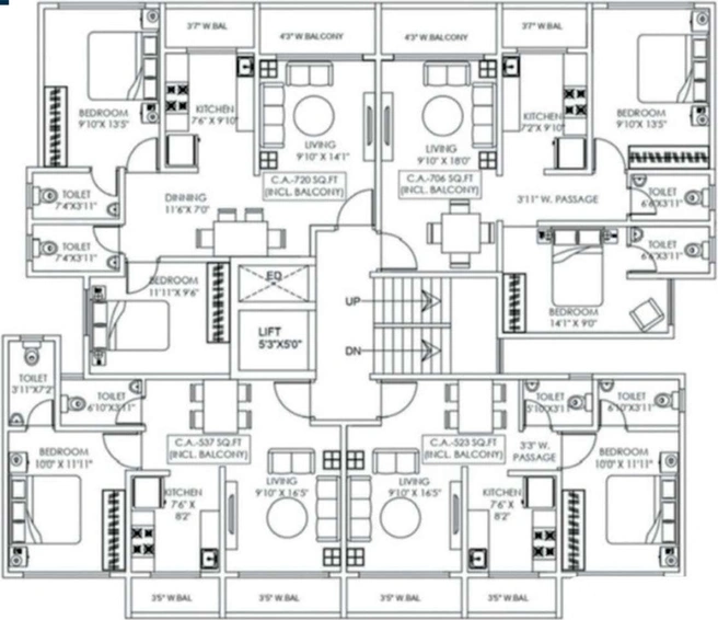 Floor Plan of Atlantic Iris in Kalyan West, Thane - Image 120044
