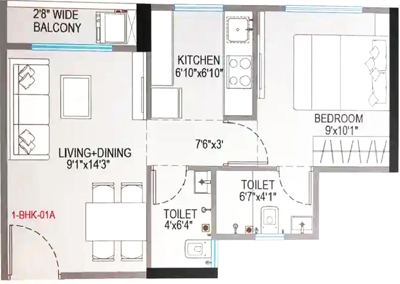 1 BHK Flat in Kohinoor Uptown in Kalyan West, Thane - Image 840492