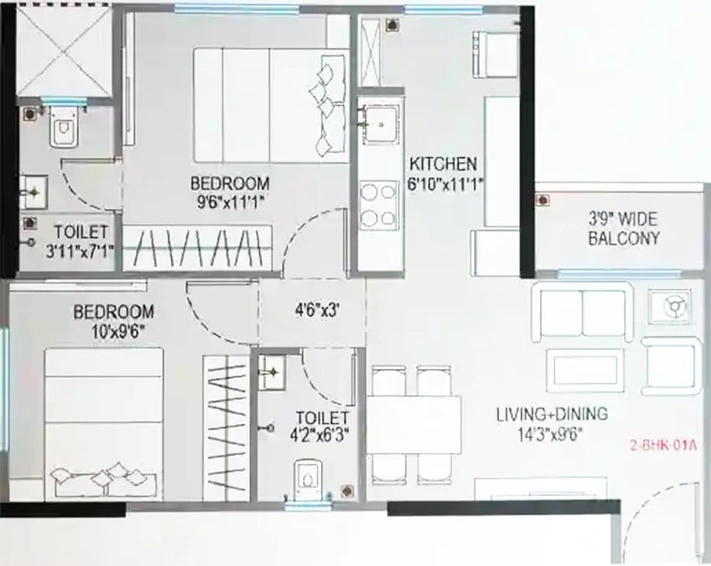 2 BHK Flat in Kohinoor Uptown in Kalyan West, Thane - Image 840493