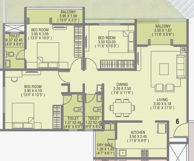 3 BHK Flat in Shubh Gateway in Viman Nagar, Pune - Image 15966