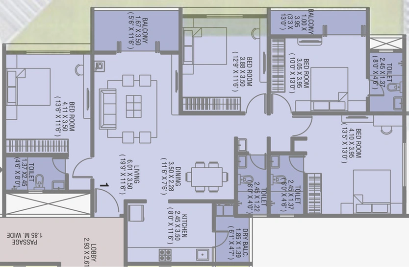 4 BHK Flat in Shubh Gateway in Viman Nagar, Pune - Image 15967