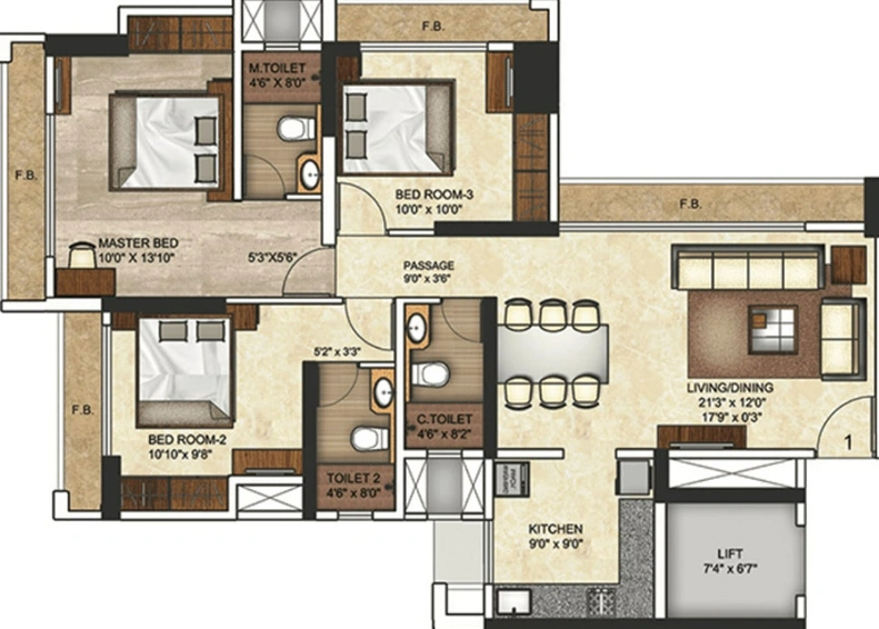 3 BHK Flat in Runwal 25 Hour Life in Ghodbunder Road, Thane - Image 779271