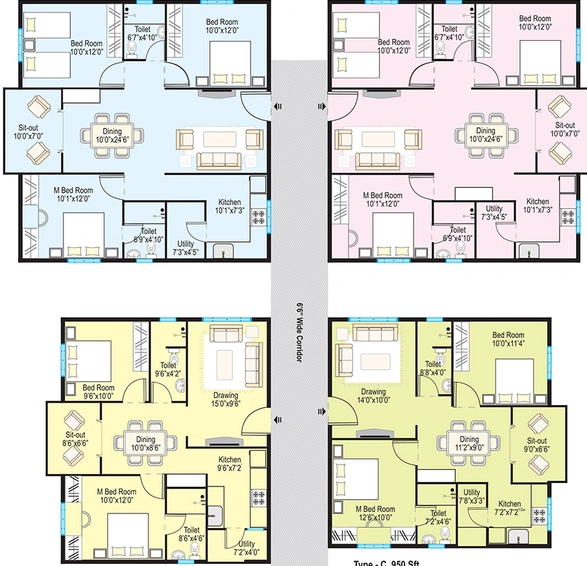 Floor Plan of Modi Vista Homes in Secunderabad, Hyderabad - Image 226558