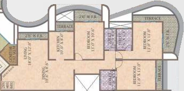 3 BHK Flat in Kohinoor Waves in Ulhasnagar, Thane - Image 840498