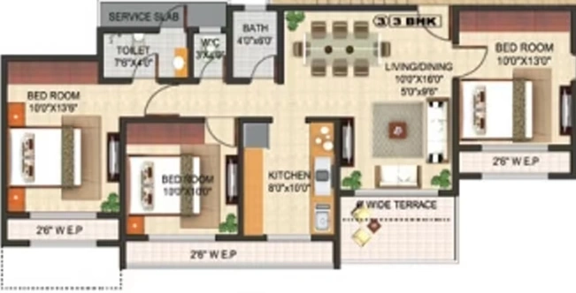 3 BHK Flat in Triveni Laurel in Kalyan West, Thane - Image 848792