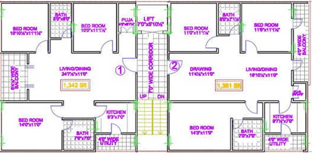 Floor Plan of Shanta Sriram Meena Residency in Padmarao Nagar, Hyderabad - Image 231684