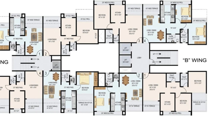 Floor Plan of Triveni Flora in Kalyan West, Thane - Image 252749