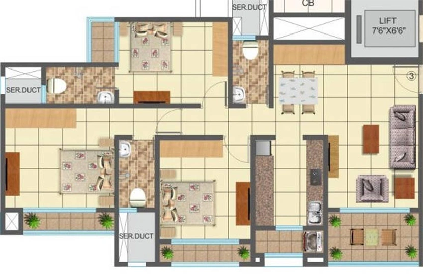 3 BHK Flat in TCJ Kings Court in Kalyan West, Thane - Image 846462