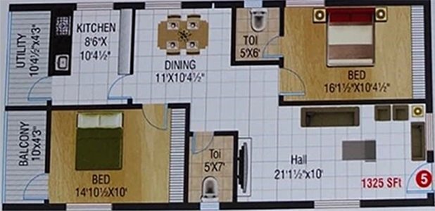 2 BHK Flat in Akruthi Sheshadri Nilayam in Nizampet, Hyderabad - Image 834727