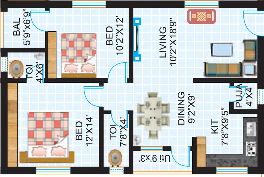 2 BHK Flat in Akruthi Srinivasam in Nizampet, Hyderabad - Image 834707