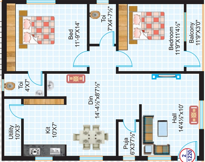 2 BHK Flat in Akruthi Srinivasam in Nizampet, Hyderabad - Image 834708