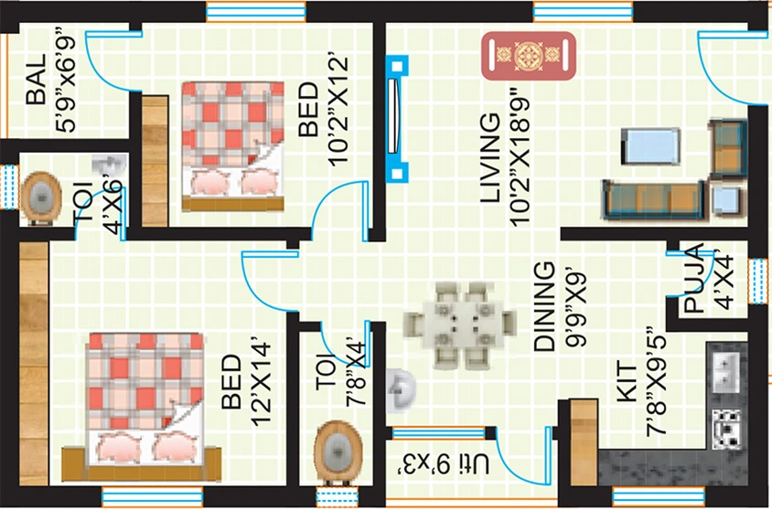 2 BHK Flat in Akruthi Srinivasam in Nizampet, Hyderabad - Image 834709