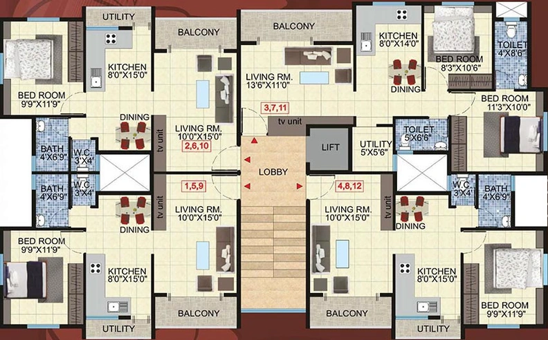 Floor Plan of Kanaklaxmi Carnation Apartment in Hanuman Nagar, Nashik - Image 229354