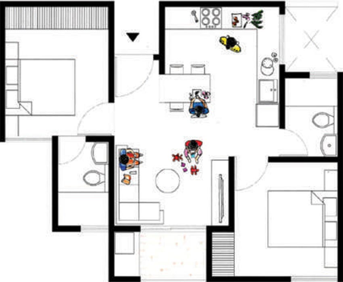 2 BHK Flat in Kanaklaxmi Gulmohar Heights in Kailash Nagar, Nashik - Image 835197