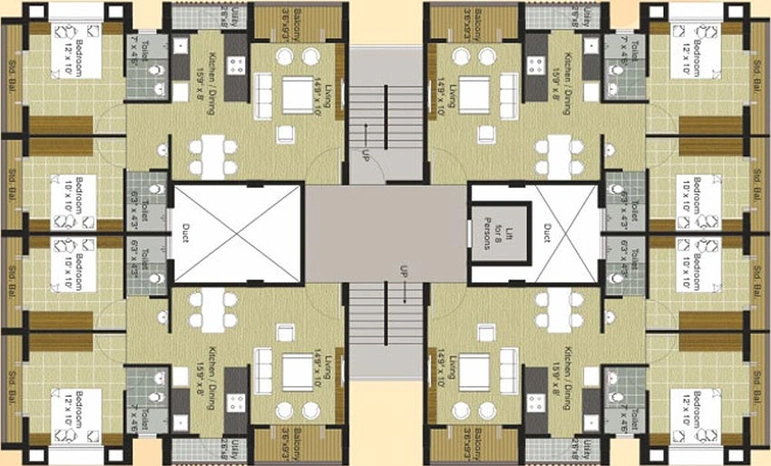 Floor Plan of Kanaklaxmi Parijat Apartment in Kailash Nagar, Nashik - Image 229365