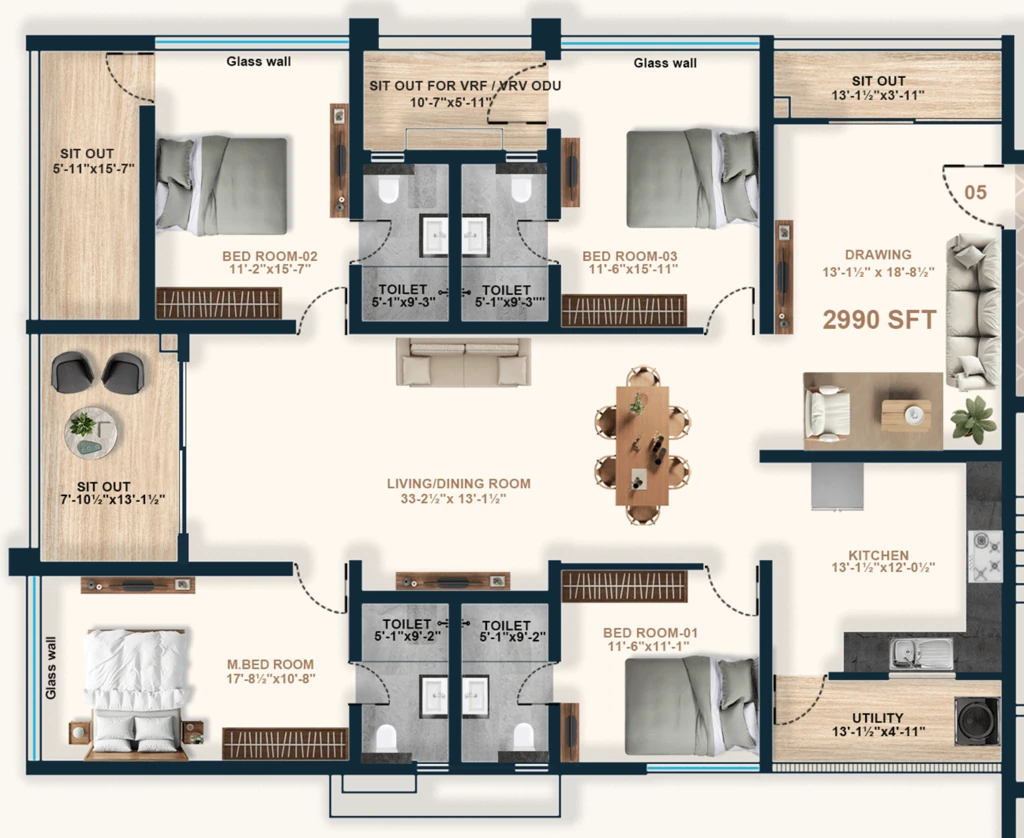 4 BHK Flat in Makuta Taranga in Moosapet, Hyderabad - Image 910313