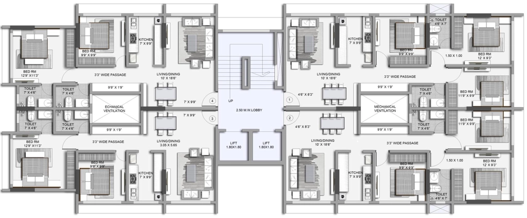 Floor Plan of Gurukrupa Sunil Apartment in Goregaon West, Mumbai - Image 333006