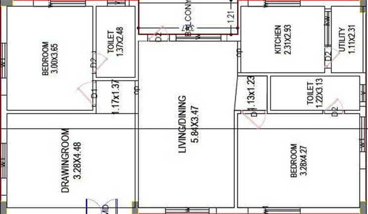 2 BHK Flat in Saanvee Prima in Bolarum, Hyderabad - Image 834165