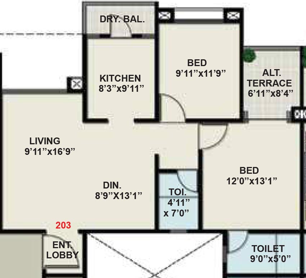 2 BHK Flat in Suyojit Viridian Vallis in Gangapur Road, Nashik - Image 835495