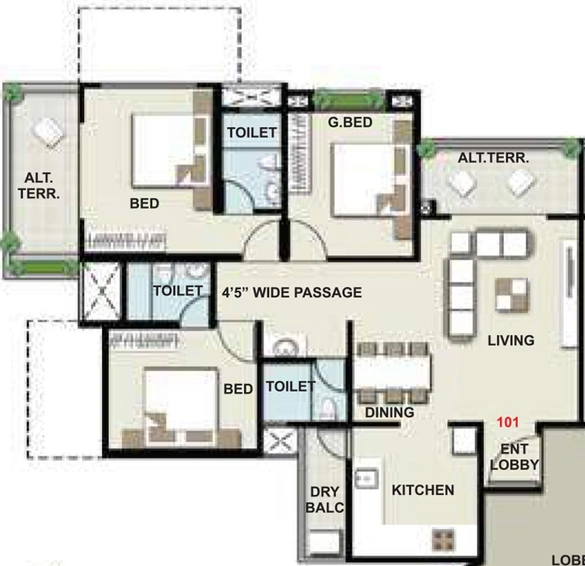 3 BHK Flat in Suyojit Viridian Vallis in Gangapur Road, Nashik - Image 835497