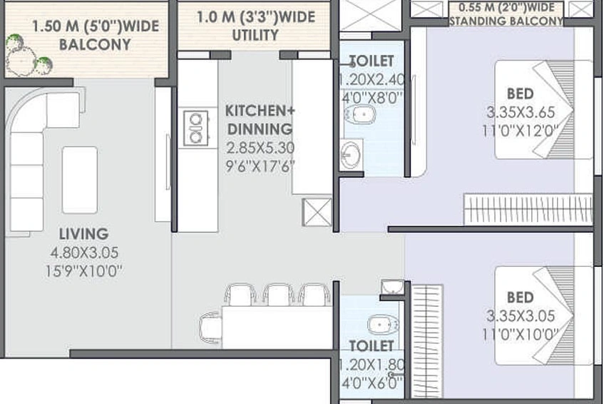 2 BHK Flat in Krrish Samarth Sky in Pathardi Phata, Nashik - Image 835273