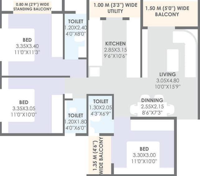 3 BHK Flat in Krrish Samarth Sky in Pathardi Phata, Nashik - Image 835275